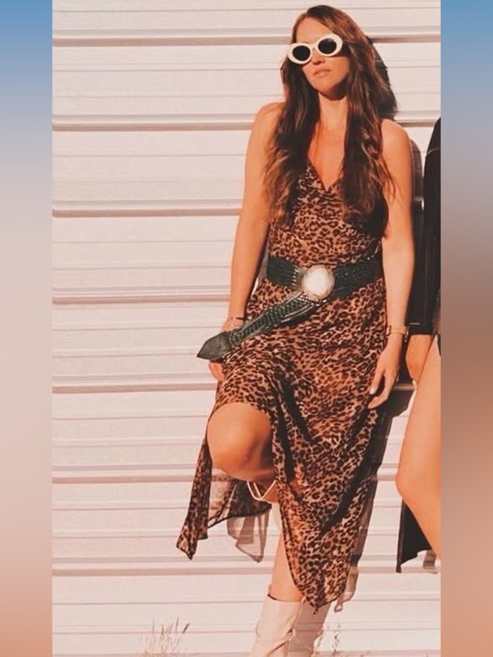 Wild fable Leopard cheetah Print Slip Dress with Crisscross Straps - Brown Sz m